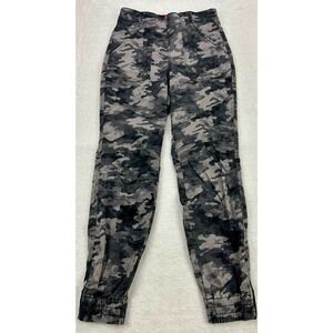 Spanx Pants Womens Medium‎ Gray Camo Stretch Twill Cargo Jogger Ankle Zip A+